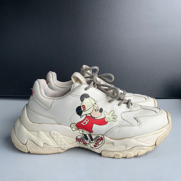 MLB‎ x Disney Sneakers Men’s Size 8 White Boston Mickey Mouse Chunky Platform - Picture 1 of 16